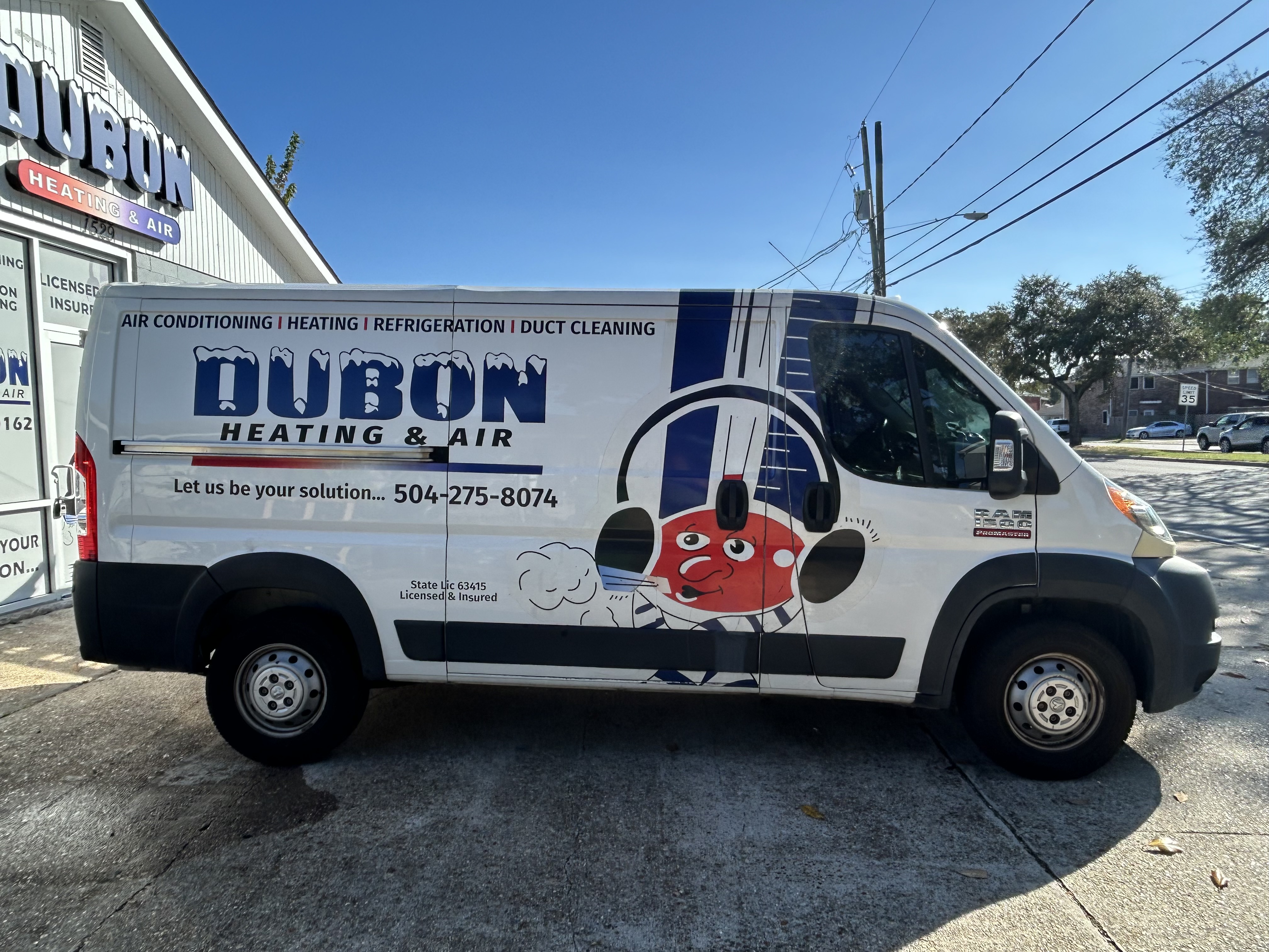 Dubon Heating and Air branded service van